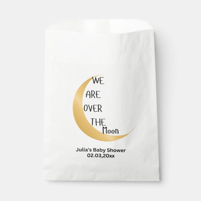 Über der Mond Babydusche Geschenktütchen (Vorderseite)