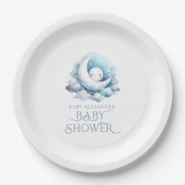 Über der Mond Babydusche Pappteller