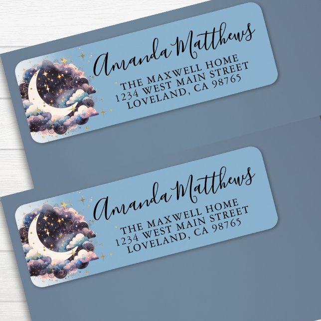 Über der Mond Babydusche Rücksendeadresse (Over The Moon Baby Shower Return Address label)