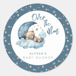 Über der Mond Babydusche Runder Aufkleber