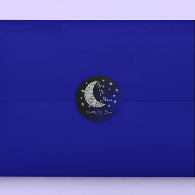 Über der Mond Babydusche Runder Aufkleber (Von Creator hochgeladen)