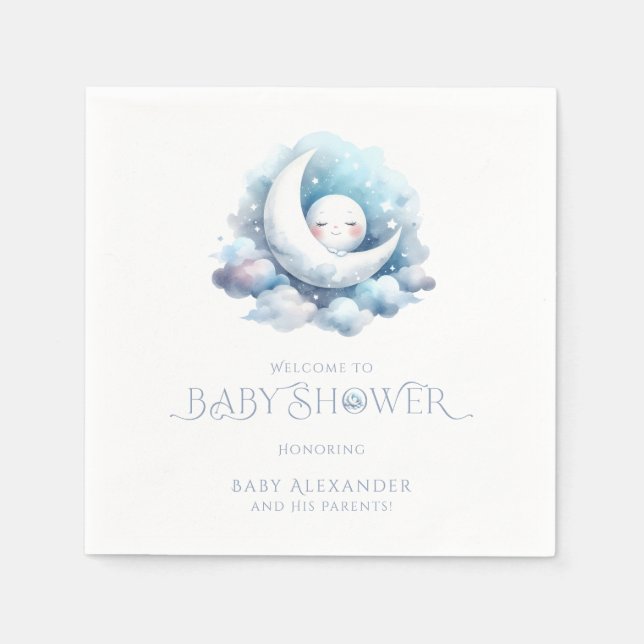 Über der Mond Babydusche Serviette (Vorderseite)