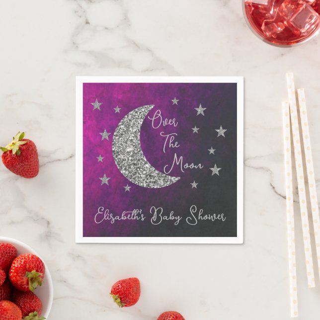 Über der Mond Babydusche Serviette (Beispiel)