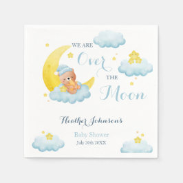 Über der Mond Bear Boy Babydusche Serviette