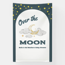 Über der Mond Blue Baby Dusche Custom Foto Wall Banner