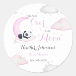 Über der Mond Girl Panda Bear Babydusche Runder Aufkleber