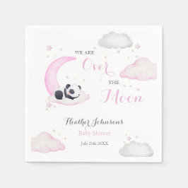 Über der Mond Girl Panda Bear Babydusche Serviette