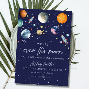 Über der Moon Baby Dusche Einladung, Space Themed Einladung