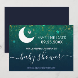 Über der Moon Babydusche Save the Date Einladung