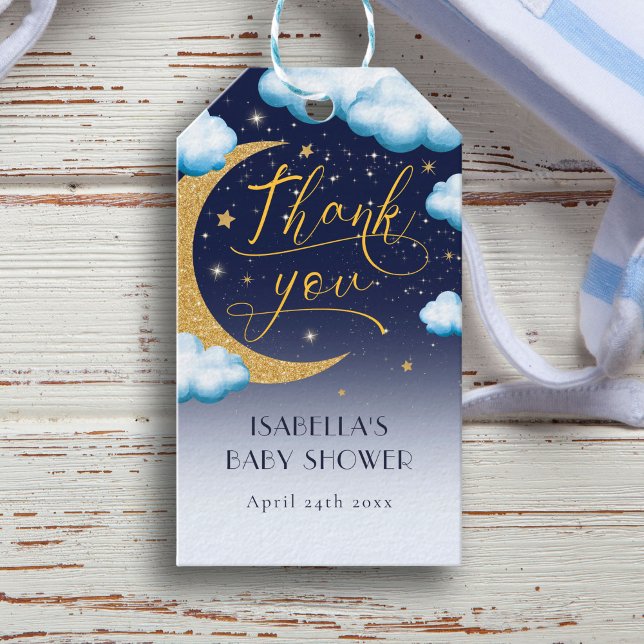 Über der Moon Boy Baby Dusche Danke Geschenkanhänger (Von Creator hochgeladen)