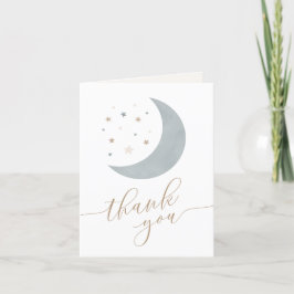 Über der Moon Boy Baby Dusche Danke Karte