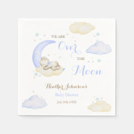 Über der Moon Boy Bear Babydusche Serviette
