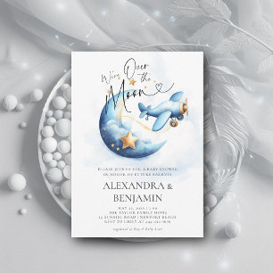 Über der Moon Stars Airplane Coed Baby Boy Dusche Einladung
