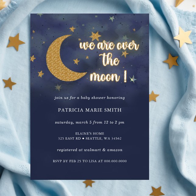 Über der neutralen Babydusche des Mondes Einladung (Over the Moon Gender Neutral Baby Shower Invitation)