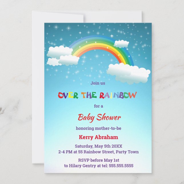 Über der Rainbow Baby-Dusche Einladung (Vorderseite)