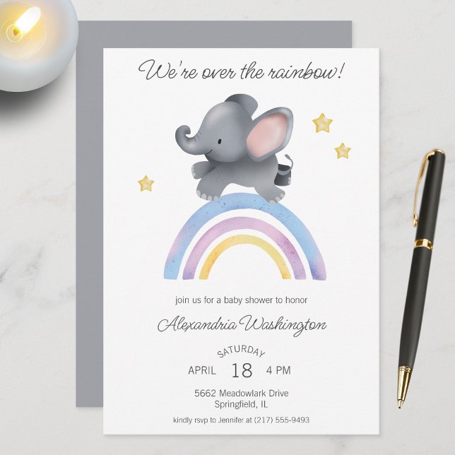 Über der Rainbow Elephant Babydusche Einladung (Von Creator hochgeladen)