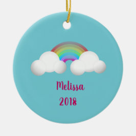 Über der Regenbogenmädchenverzierung Keramikornament