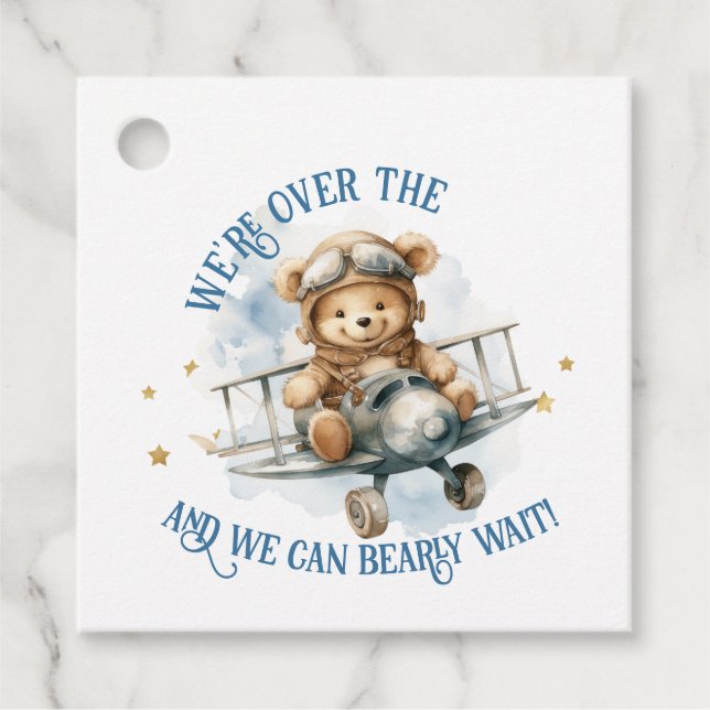 Über der Teddy Bärenjunge Dusche Geschenkanhänger (Vorderseite)