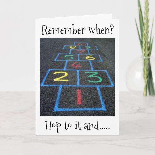 "ÜBER DIE HILFE?" ERINNERN SIE SICH HOPSCOTCH-HOP  KARTE (Vorderseite)
