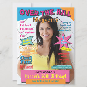 Über die Hill Birthday Party Magazine Cover laden Einladung