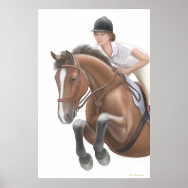 Über die Hürde - Reitsport Poster (Vorne)