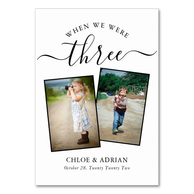 Über die Jahre paare Foto Hochzeit modern Tischnummer (Vorderseite)
