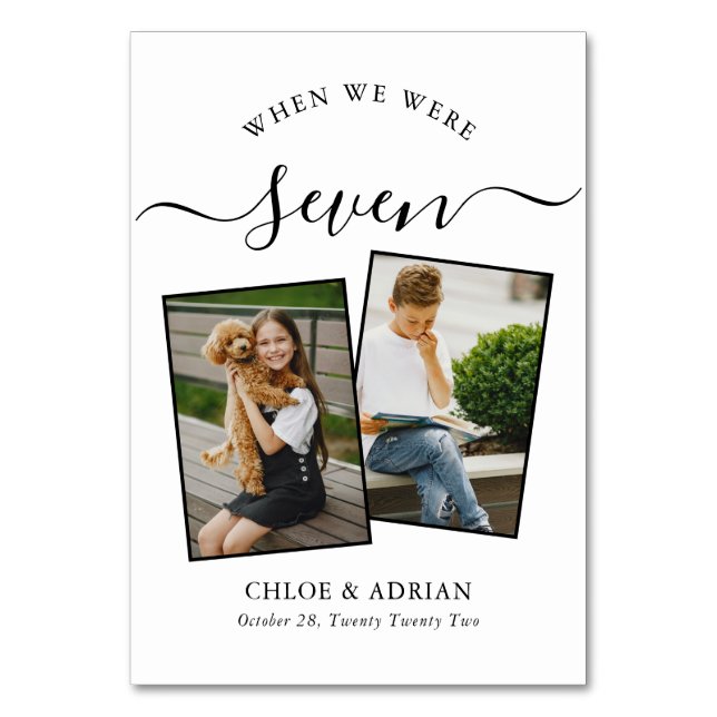 Über die Jahre paare Foto Hochzeit modern Tischnummer (Vorderseite)