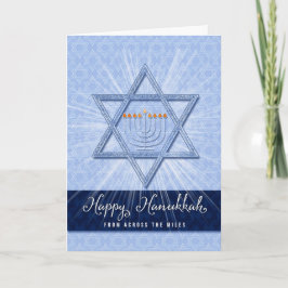 Über die Meilen hinweg auf Hanukkah Star von David Feiertagskarte