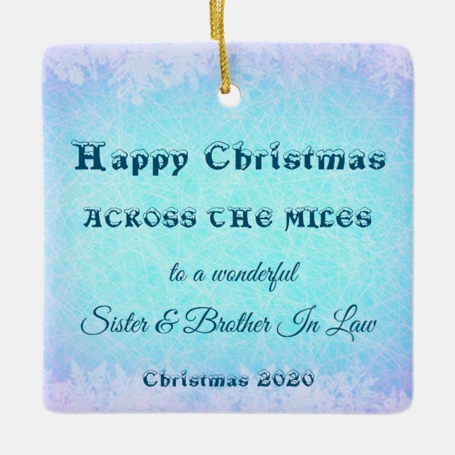 Über die Miles hinweg Weihnachtsgeschwister & Brud Keramikornament (Vorderseite)
