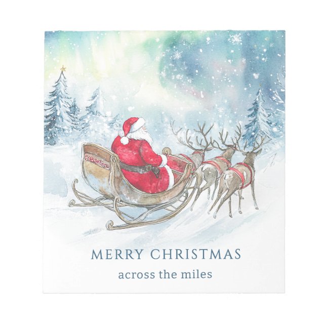 Über die Miles Santa Reindeers Sleigh Weihnachten Notizblock (Vorderseite)