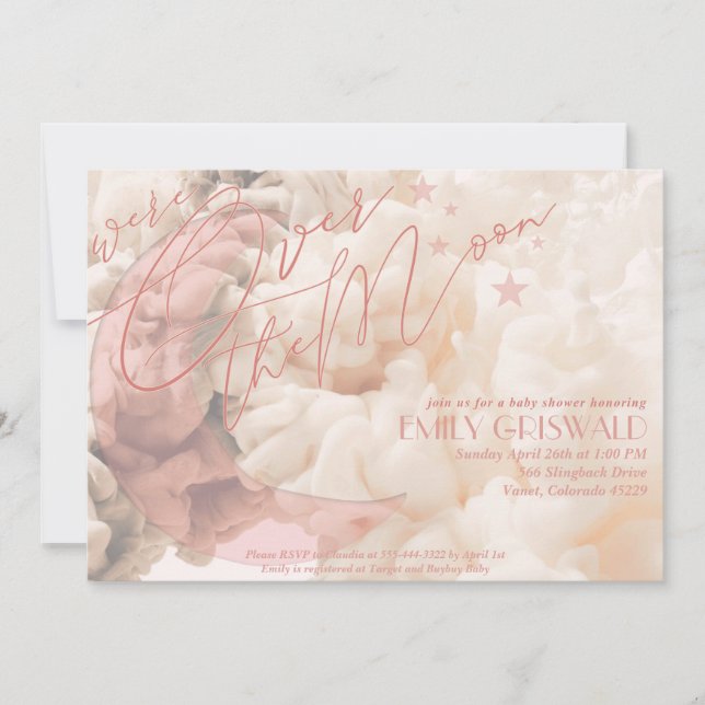 Über die Mond Girl Babydusche Einladung (Vorderseite)