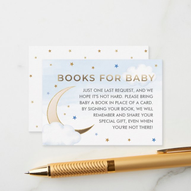 Über die Moon Book Request Insert Card (Vorderseite/Rückseite Beispiel)