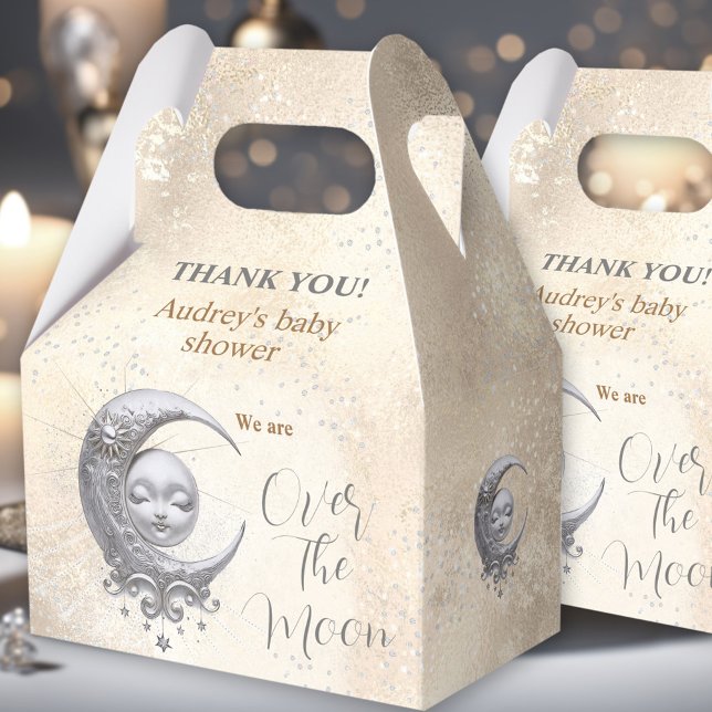 Über die neutrale Baby Duschbox Geschenkschachtel (Over The Moon Neutral Baby Shower Favor Box)
