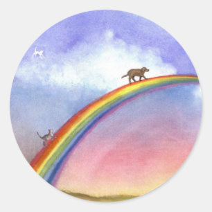 Über die Regenbogenbrücke Runder Aufkleber
