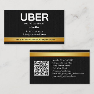 Uber Driver Modern Gold Border Referral QR CODE Visitenkarte