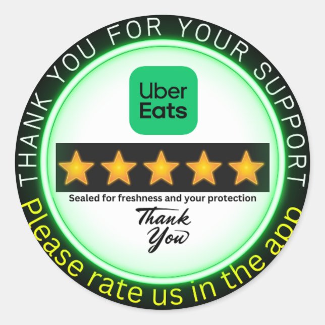 Uber Eats Lieferaufkleber | Door Dashing | Fahrer Runder Aufkleber (Vorderseite)