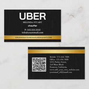Uber-Fahrer Modern Gold Border Empfehlungs-QR-Code Visitenkarte