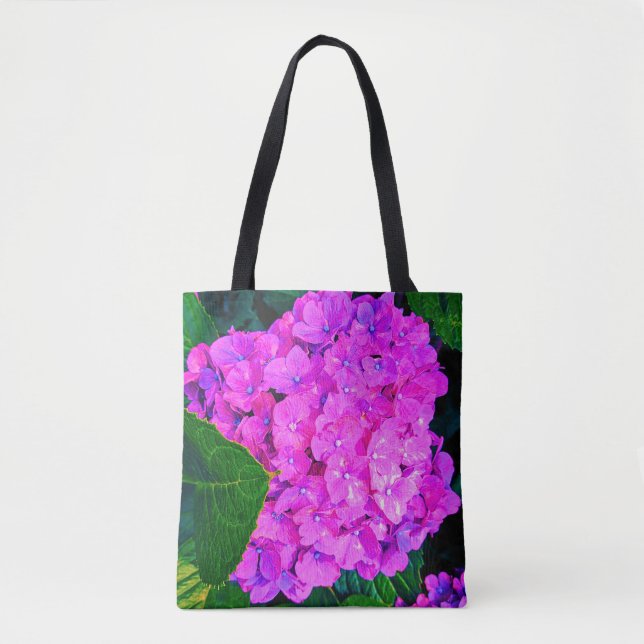 Über gesättigte Pink-Hydrangea-Blume Tasche (Vorderseite)