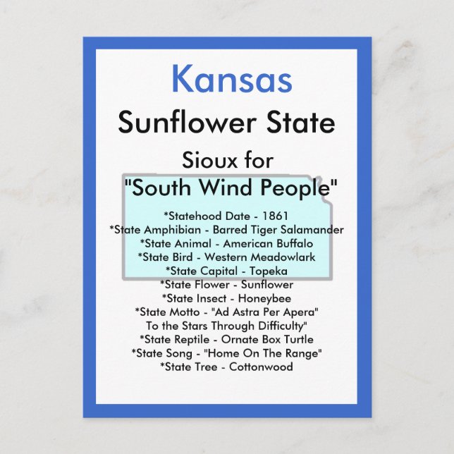Über Kansas Postkarte (Vorderseite)