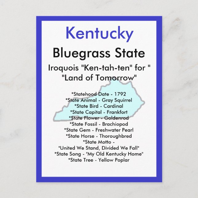 Über Kentucky Postkarte (Vorderseite)