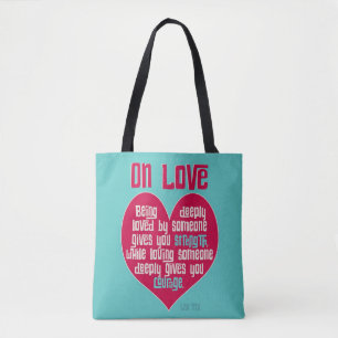 Über Liebes Zitat Romantisches Herzdesign Tasche