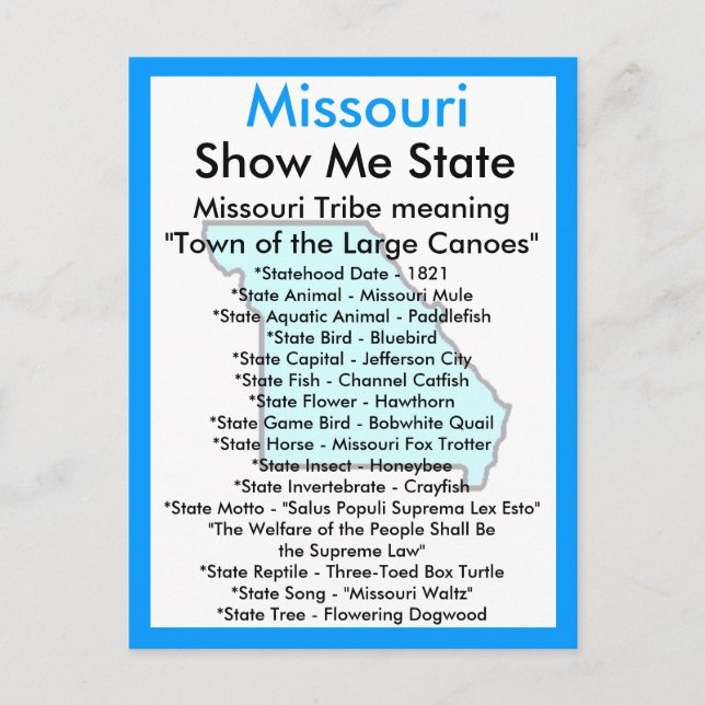 Über Missouri Postkarte (Vorderseite)