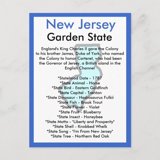 Über New Jersey Postkarte (Vorderseite)