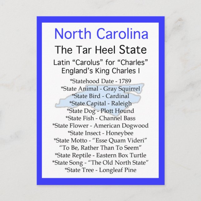 Über North Carolina Postkarte (Vorderseite)