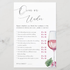 Über oder unter Vino vor Vows Brautparty Game