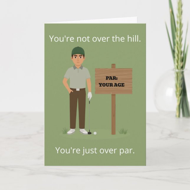 Über Par Geburtstags-Golf-Gruß Karte (Vorderseite)