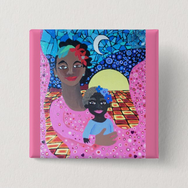 Über Paradies-Mutter u. Kinderknopf hinaus Button (Vorderseite)