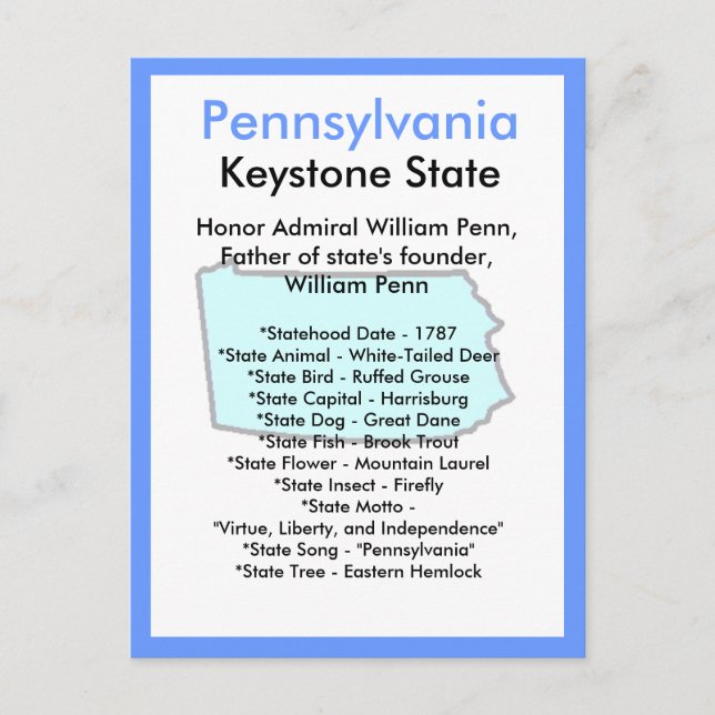 Über Pennsylvania Postkarte (Vorderseite)