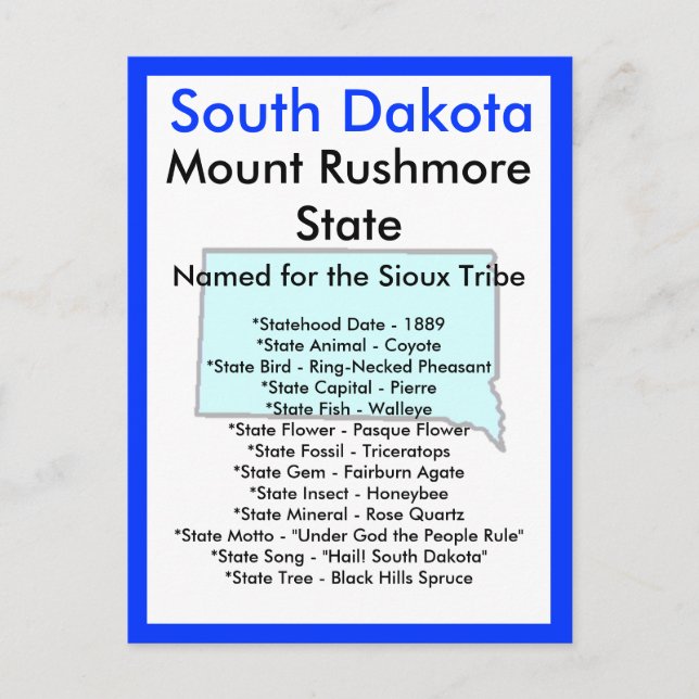 Über South Dakota Postkarte (Vorderseite)