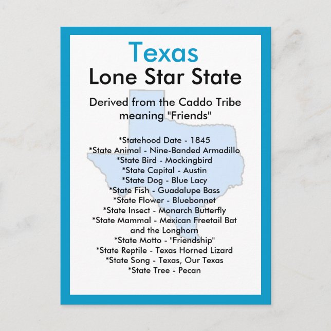 Über Texas Postkarte (Vorderseite)